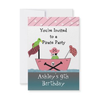 Pink Pirate Birthday Invitation