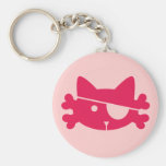 Pink Pirate Cat - Keychain