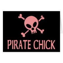 Pink Pirate Chick Greeting Cards