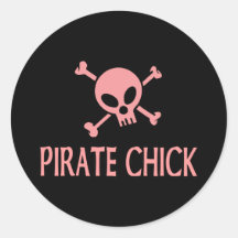 Pink Pirate Chick Sticker