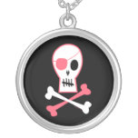 Pink Pirate Skull and Crossbones Necklace