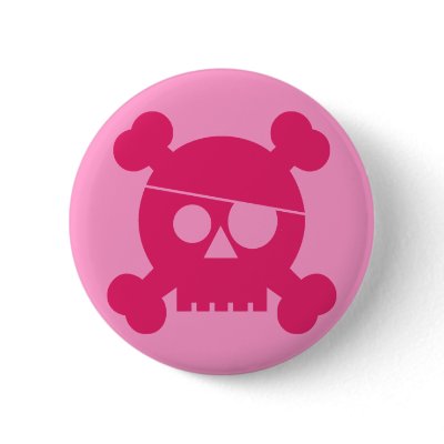 Pink Pirate Skull - Button by twilight_cat