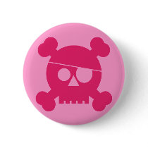 Pink Pirate Skull - Button by twilight_cat Pink Pirate Skull - Button