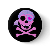 Pink Pirate Skull Buttons