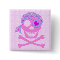Pink Pirate Skull Buttons