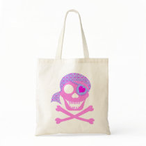 Pink Pirate Skull Canvas Bags