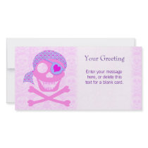 Pink Pirate Skull Custom Card Photo Card