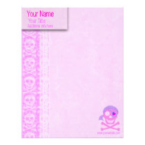 Pink Pirate Skull Custom Letterhead