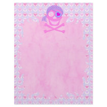 Pink Pirate Skull Flame Letterhead