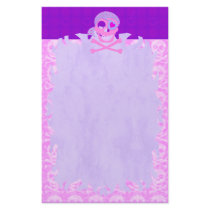 Pink Pirate Skull Flame Stationery