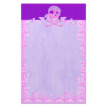 Pink Pirate Skull Flame Stationery