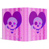 Pink Pirate Skull Heart 1" Art Binder by wingedturtle Pink Pirate Skull Heart 1" Art Binder