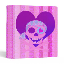 Pink Pirate Skull Heart 1" Art Binder