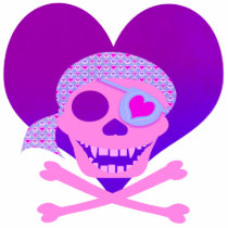Pink Pirate Skull Heart 2-Sided Women's Shirts