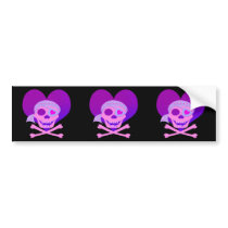 Pink Pirate Skull Heart Bumpersticker Bumper Stickers