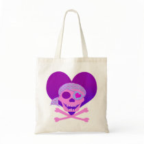 Pink Pirate Skull Heart Canvas Bags