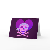 Pink Pirate Skull Heart Cards
