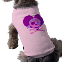 Pink Pirate Skull Heart Dog Shirts