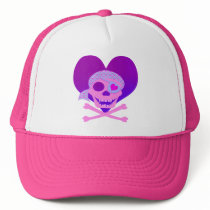 Pink Pirate Skull Heart Hats
