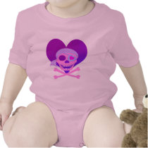Pink Pirate Skull Heart Infant Creeper