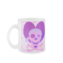 Pink Pirate Skull Heart Mugs