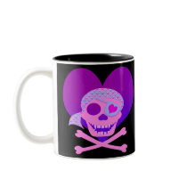 Pink Pirate Skull Heart Mugs