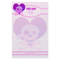 Pink Pirate Skull Heart Personalized Stationery