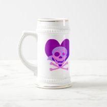 Pink Pirate Skull Heart Steins Mug