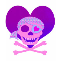 Pink Pirate Skull Heart Women's Shirts