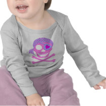 Pink Pirate Skull Infant Longsleeve Tee Shirt