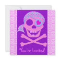 Pink Pirate Skull Invitations