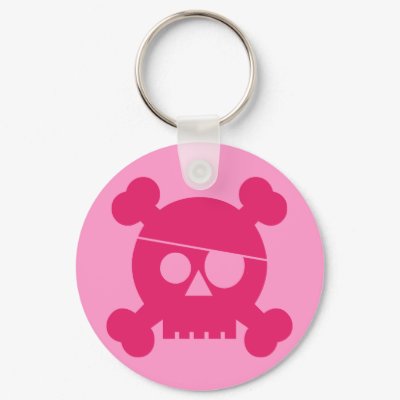 Pink Pirate Skull - Keychain by twilight_cat