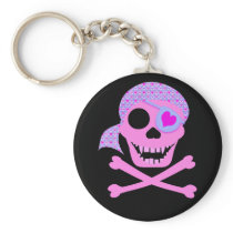 Pink Pirate Skull Keychain