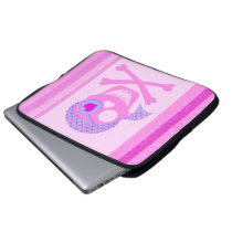 Pink Pirate Skull Laptop Sleeve
