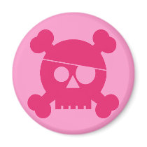 Pink Pirate Skull - Magnet