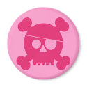 Pink Pirate Skull - Magnet