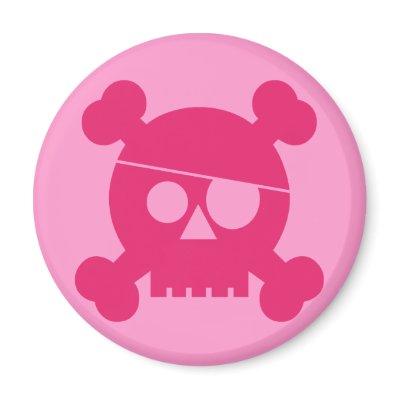 Pink Pirate Skull - Magnet