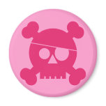 Pink Pirate Skull - Magnet