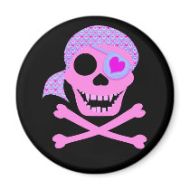 Pink Pirate Skull Magnets
