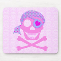 Pink Pirate Skull Mousepad