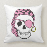 Pink Pirate Skull Pillow pillows