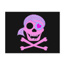 Pink Pirate Skull Postcard