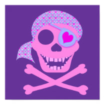 Pink Pirate Skull Poster