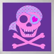 Pink Pirate Skull Poster