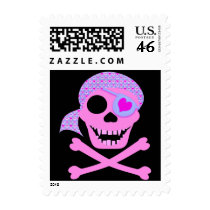 Pink Pirate Skull Stamps