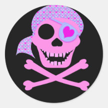 Pink Pirate Skull Stickers