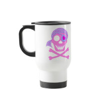 Pink Pirate Skull Travel Mugs