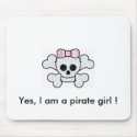 pink pirate, Yes, I am a pirate girl ! mouse pad mousepads by luvmydogs pink pirate, Yes, I am a pirate girl ! mouse pad mousepads