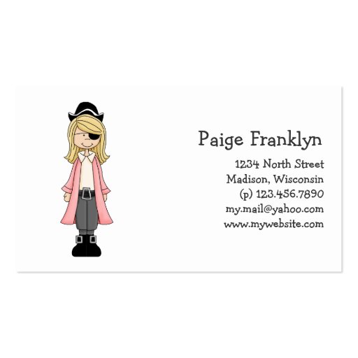 Pink Pirates · Pirate Girl #2 Business Cards (front side)