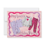 Pink PJ Personalized Birthday Sleepover Invitation